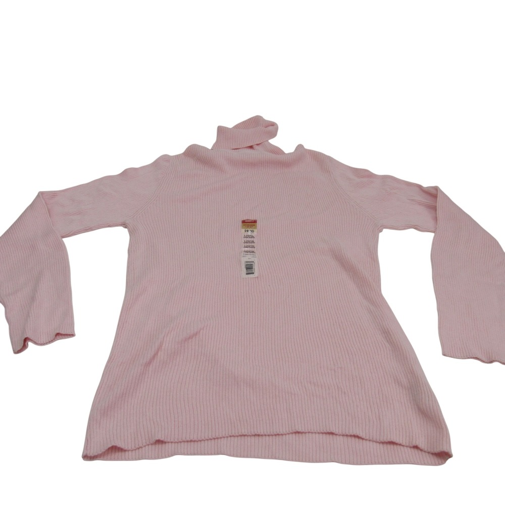 Faded Glory Women's Pink Ribbed Knit Long Sleeve Mock Neck Top Size L